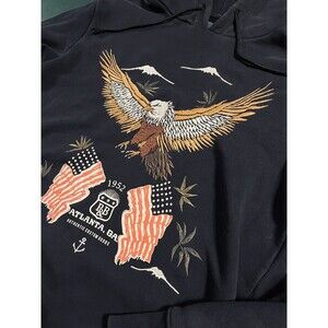 Pull & Bear Embroidered Navy Blue USA Eagle Hoodie Sweatshirt MEDIUM Atlanta